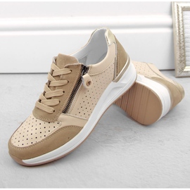 Zapatos deportivos con cuña para mujer en piel, beige, calados Filippo DP6011 2