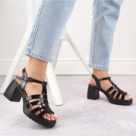 Sandalias Vinceza W JAN277 charol negro 3