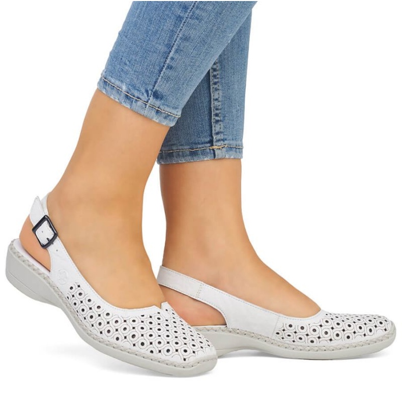 Sandalias cómodas de piel Rieker W RKR665 blanco 2