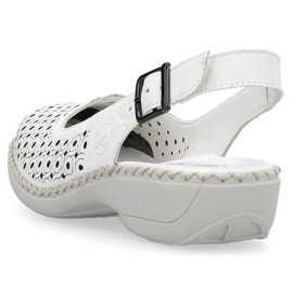 Sandalias cómodas de piel Rieker W RKR665 blanco 8
