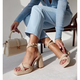 Sandalias tacón ante beige Salla 1