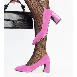Zapatos de tacón alto en cuero rosa oscuro de Vinceza rosado 2