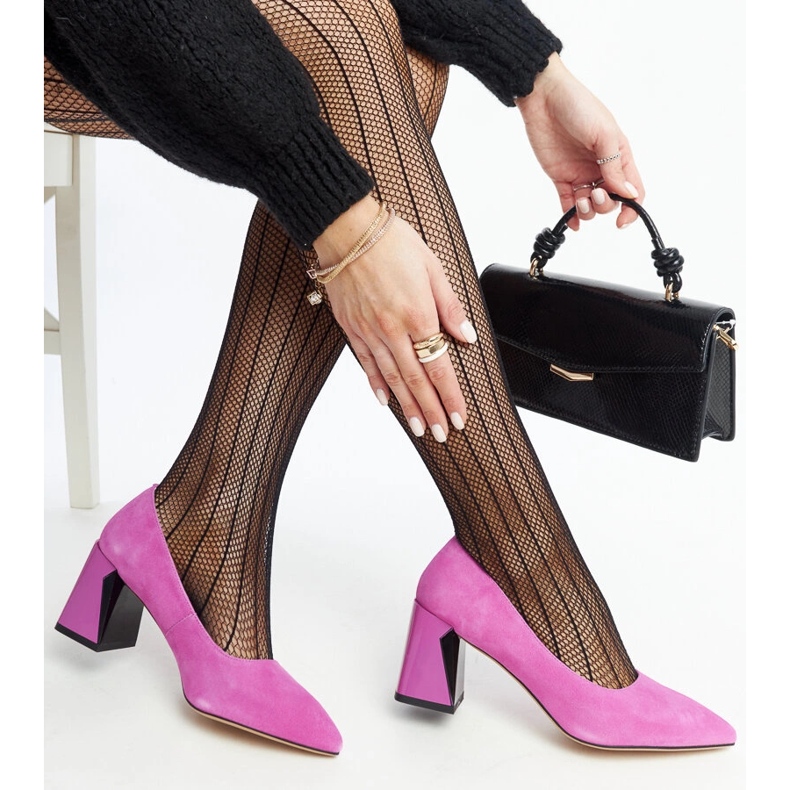 Zapatos de tacón alto en cuero rosa oscuro de Vinceza rosado 1