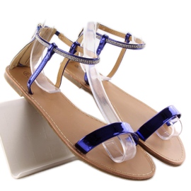 Sandalias con piedras en el tobillo s060021 Azul Rey azul marino 1
