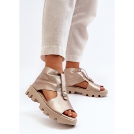 Zazoo 999 Sandalias Mujer Piel Con Cremallera, Dorado 4