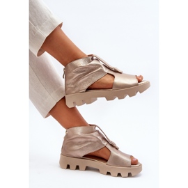 Zazoo 999 Sandalias Mujer Piel Con Cremallera, Dorado 8