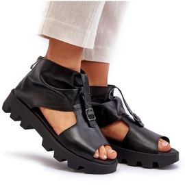 Zazoo 999 Sandalias Mujer Piel Con Cremallera, Negro 10
