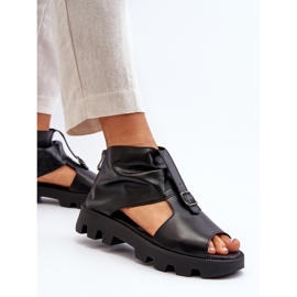 Zazoo 999 Sandalias Mujer Piel Con Cremallera, Negro 5