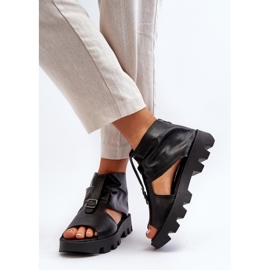 Zazoo 999 Sandalias Mujer Piel Con Cremallera, Negro 8