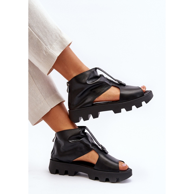 Zazoo 999 Sandalias Mujer Piel Con Cremallera, Negro 1