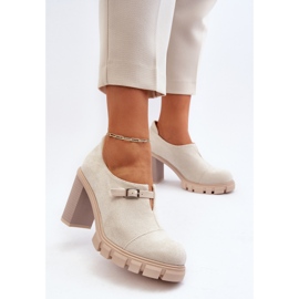 Jezzi Zapatos de Tacón Alto para Mujer Tauina Beige Claro 5