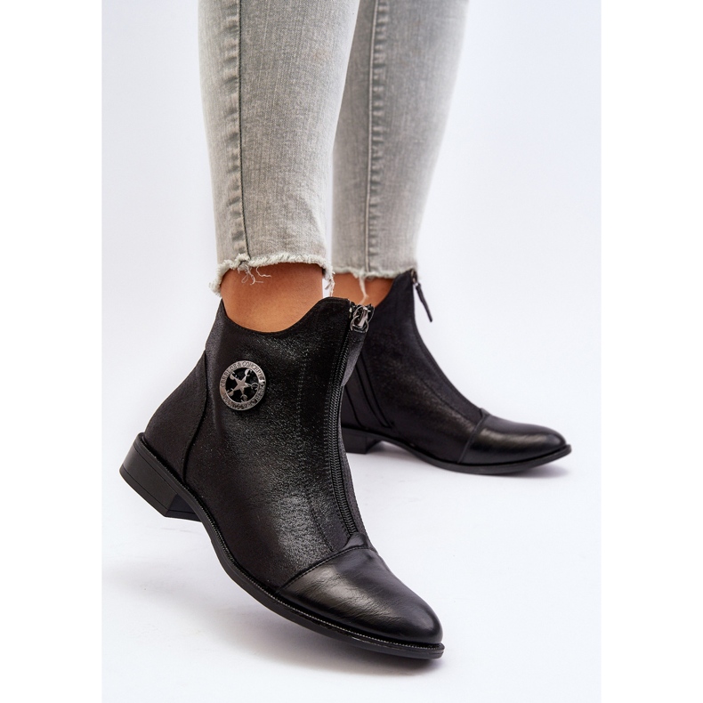 Jezzi Botas Planas De Mujer Con Cremallera Negro Loratie 2