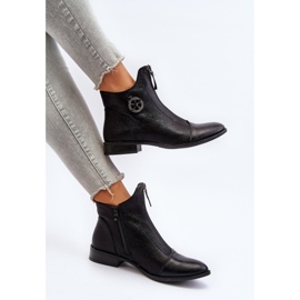 Jezzi Botas Planas De Mujer Con Cremallera Negro Loratie 7