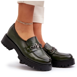 Vinceza Mocasines de mujer de piel con decoración, verde oscuro, Loraleima 9