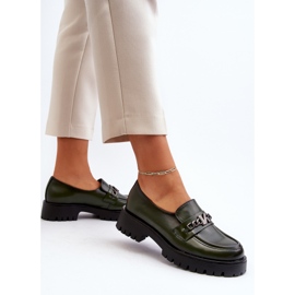 Vinceza Mocasines de mujer de piel con decoración, verde oscuro, Loraleima 5