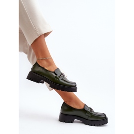 Vinceza Mocasines de mujer de piel con decoración, verde oscuro, Loraleima 7