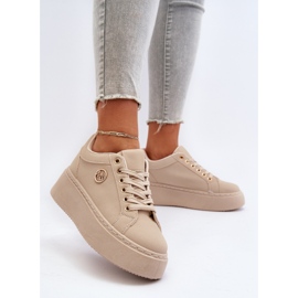 Zapatillas Mujer Plataforma Baja Beige Telirra 4