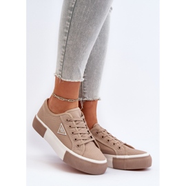 Zapatillas bajas de mujer Enalae beige 2