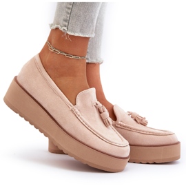 Mocasines De Mujer Con Plataforma Y Flecos, Beige Claro Mialani 8