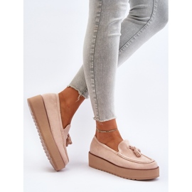 Mocasines De Mujer Con Plataforma Y Flecos, Beige Claro Mialani 5