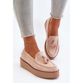 Mocasines De Mujer Con Plataforma Y Flecos, Beige Claro Mialani 4