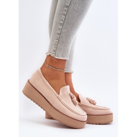 Mocasines De Mujer Con Plataforma Y Flecos, Beige Claro Mialani 2 Mocasines De Mujer Con Plataforma Y Flecos, Beige Claro Mialani 2