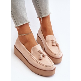 Mocasines De Mujer Con Plataforma Y Flecos, Beige Claro Mialani 7