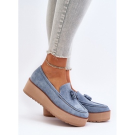 Mocasines De Mujer Con Plataforma Y Flecos, Azul Mialani 2 Mocasines De Mujer Con Plataforma Y Flecos, Azul Mialani 2