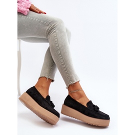 Mocasines De Mujer Con Plataforma Y Flecos, Negro Mialani 7