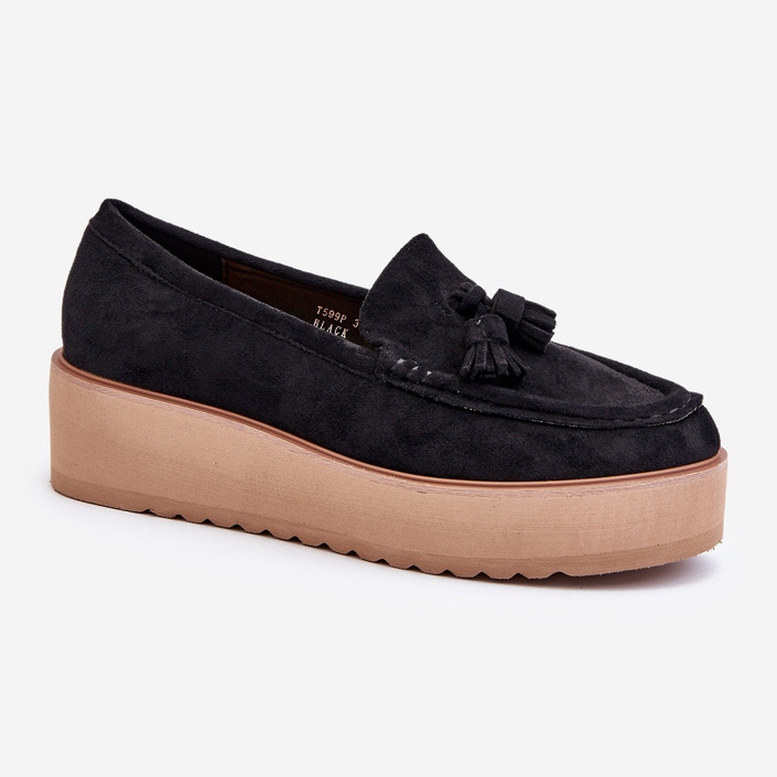 Mocasines De Mujer Con Plataforma Y Flecos, Negro Mialani 1