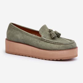 Mocasines De Mujer Con Plataforma Y Flecos, Verde Mialani 1 Mocasines De Mujer Con Plataforma Y Flecos, Verde Mialani 1