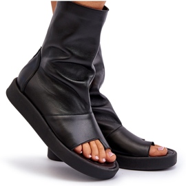 Zazoo 3441 Sandalias de piel para mujer con parte superior negra negro 9