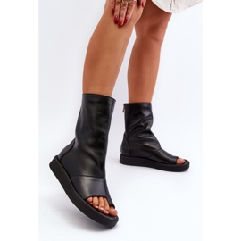 Zazoo 3441 Sandalias de piel para mujer con parte superior negra negro 3