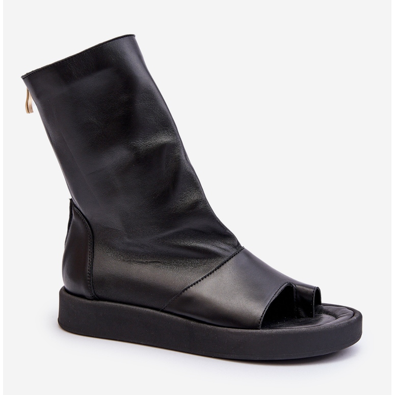 Zazoo 3441 Sandalias de piel para mujer con parte superior negra negro 1