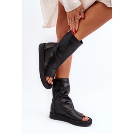 Zazoo 3441 Sandalias de piel para mujer con parte superior negra negro 4