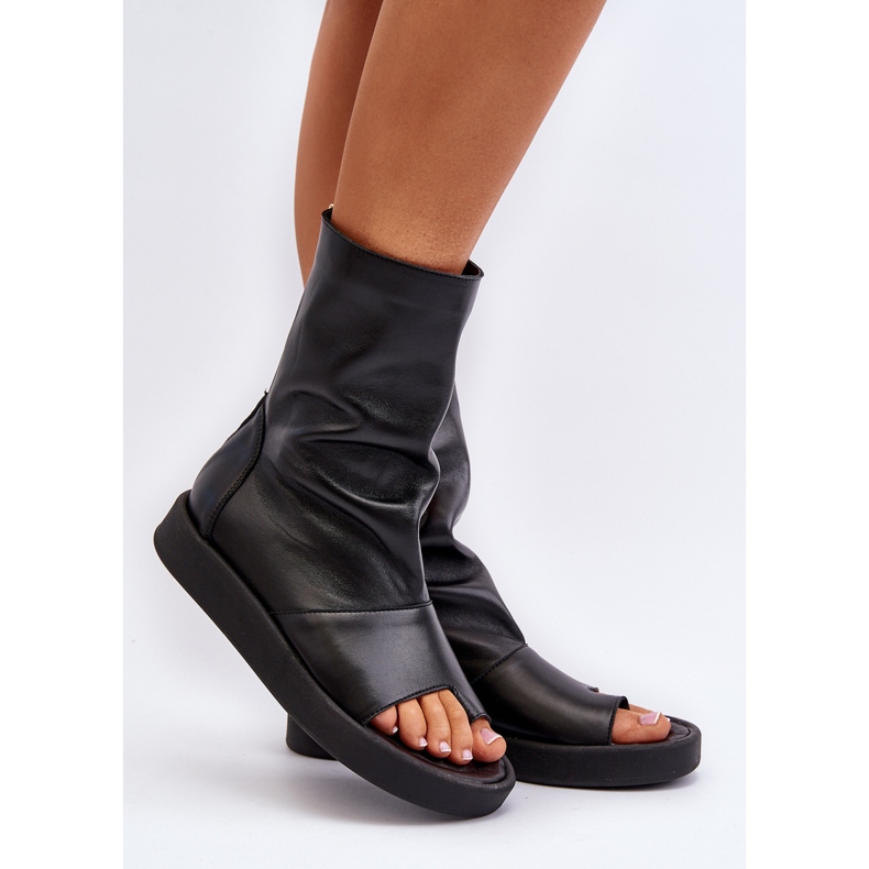 Zazoo 3441 Sandalias de piel para mujer con parte superior negra negro 2