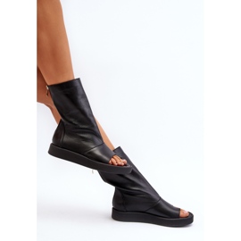 Zazoo 3441 Sandalias de piel para mujer con parte superior negra negro 5