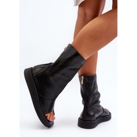 Zazoo 3441 Sandalias de piel para mujer con parte superior negra negro 8