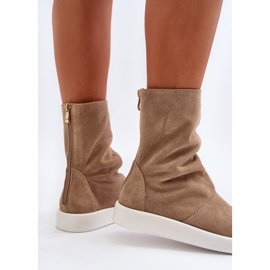 Zazoo 3441 Sandalias de ante para mujer con parte superior en beige oscuro 8