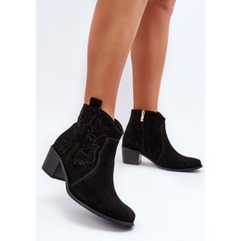 Zazoo 3426 Botas Cowboy Mujer Ante Negro 3