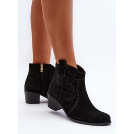 Zazoo 3426 Botas Cowboy Mujer Ante Negro 5