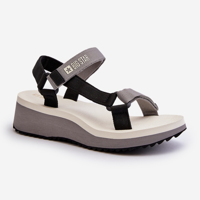 Sandalias Mujer Con Plataforma Y Cuña Big Star NN274A054 Gris negro 2