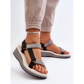 Sandalias Mujer Con Plataforma Y Cuña Big Star NN274A054 Gris negro 4