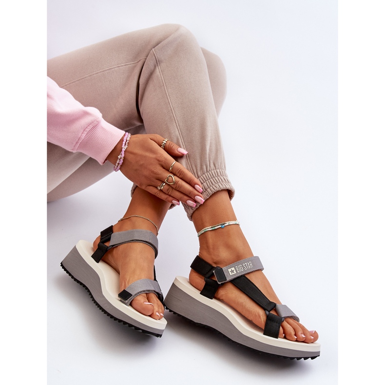 Sandalias Mujer Con Plataforma Y Cuña Big Star NN274A054 Gris negro 1