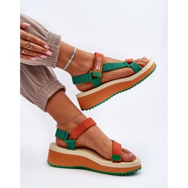 Sandalias Mujer Con Plataforma Y Cuña Big Star NN274A053 Verde-Naranja 1