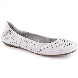 Zapatos cómodos de piel calados Rieker W RKR649, blanco 1