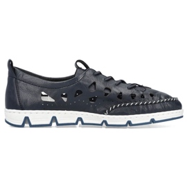 Zapatos de piel calados Rieker W RKR652, azul marino 3