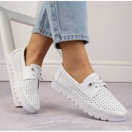 Vinceza W JAN273B Zapatos calados piel blanco 2