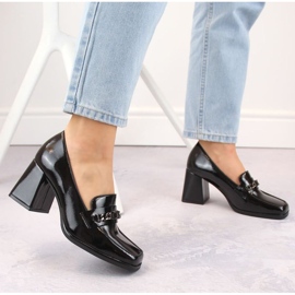 Potocki W WOL215A Zapatos charol negro con tacón decorativo 3