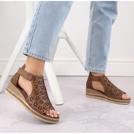 Rieker Sandalias cómodas de piel Remonte W RKR655 marrón 4